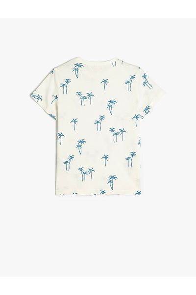 Koton T-Shirt Crew λαιμόκοψη κοντό μανίκι Palm Tree Βαμβακερό εμπριμέ