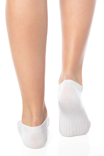 SAYSEZ Bamboo Women - Set of 3 Anti-Slip White Silicone Printed Pilates Yoga Fitness Booties Socks