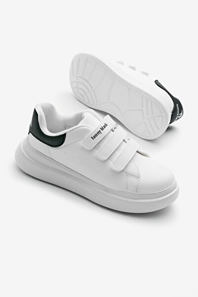 Tonny Black Children's Unisex White Black Eva Faylon Sole Three Velcro Sneakers