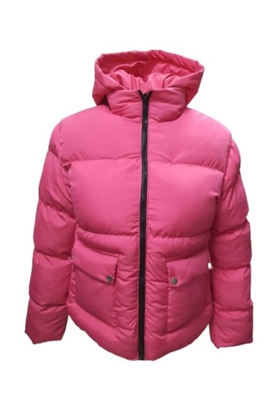 KASİDE Kaside Y060 Kadın Oversize Kapüşonlu Şişme Spor Mont - Y060 - Pembe - St01372-pembe-xl