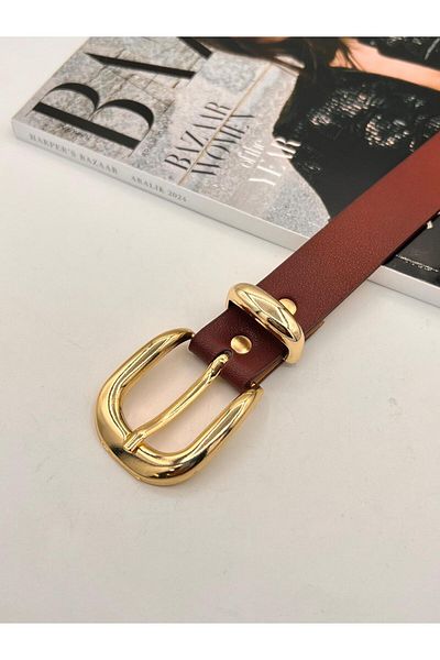 MODAM HİFA Basic Buckle Gold Γυναικεία Ζώνη Παντελόνι Ζώνη Φόρεμα Ζώνη Πουκάμισο Ζώνη Ζώνη Μπουφάν