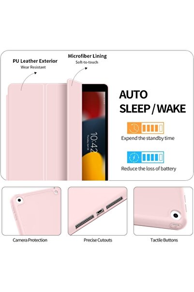 AWH iPad 10.2 Case for iPad 9th/8th/7th Gen (2021/2020/2019), Auto Sleep/Wake, Pencil Holder, Pink