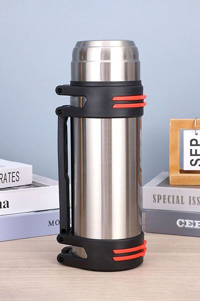 Weather Forecast 304 Steel 2 L Gray Vacuum Camping Picnic Large Thermos Bottle with Strap Cin488Gr