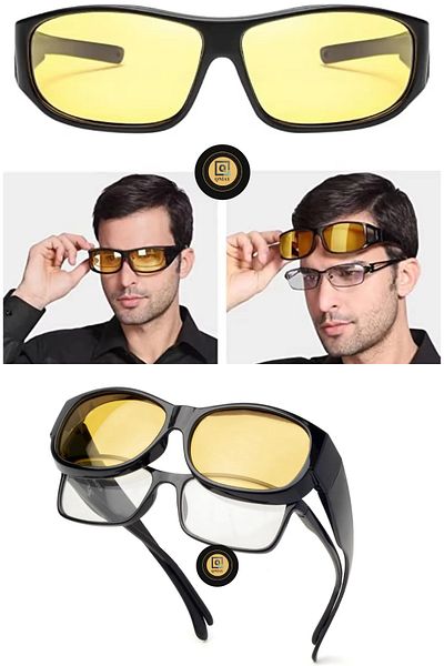 QNİAY New Model 2025 - Polarized Anti Headlight Glasses, Antifar Above, Night Vision Driving Fog Snow