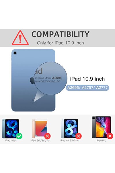 AWH حافظة iPad 10th Gen (2022)، باللون الأزرق الرمادي، واقية، حامل قلم، حامل ثلاثي الطيات وخاصية السكون/التنشيط التلقائي