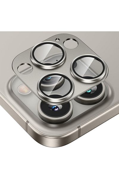 AWH iPhone 15 Pro/15 Pro Max Camera Lens Protector  Metal Alloy Tempered Glass Titanium (15 Pro Max)