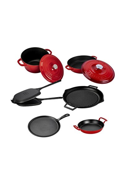 Lava Cast Iron 6X Trendy Series 9 Piece Cookware & Pans Set