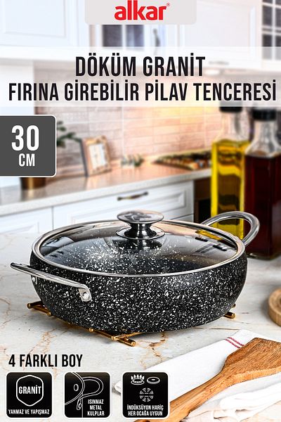 FİTHOME Can Enter Cast Granite Oven Fireproof Non-Stick Rice Pot