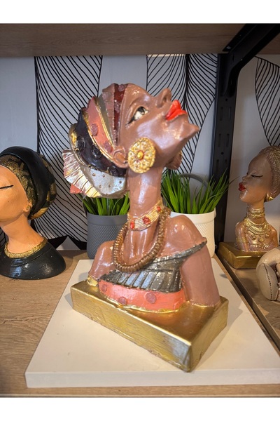 Atak Hediyelik Dekoratif Afrikalı kadın büst elite biblo polyester