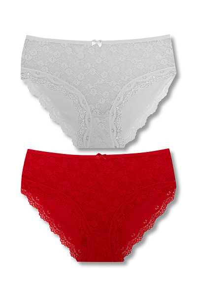 HNX 2 Pack Cotton Lace Front High Waist Large Size Women's Panties