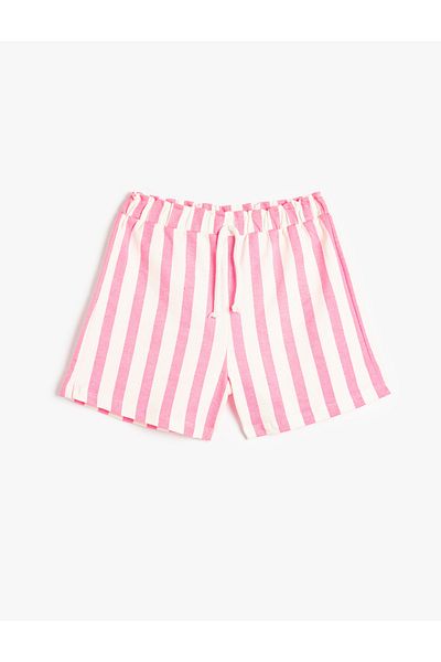 Koton Cotton Elastic Waist Shorts - Tie-Up Design