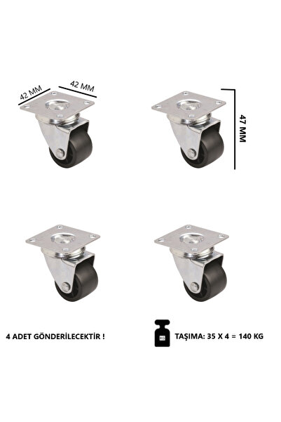 Genel Markalar Tablalı 28mm Mobilya Tekeri (x4)