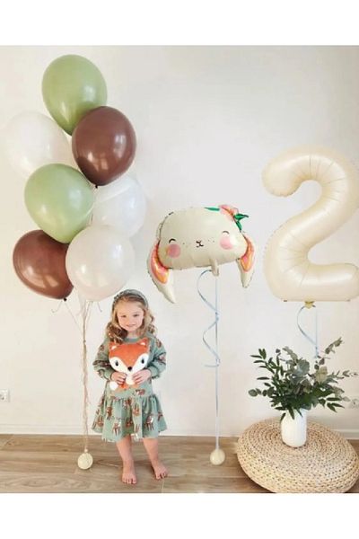 Çemrek Süs Parti Fancy Rabbit Retro Balloon Chain Set for Birthday - 14 Pieces