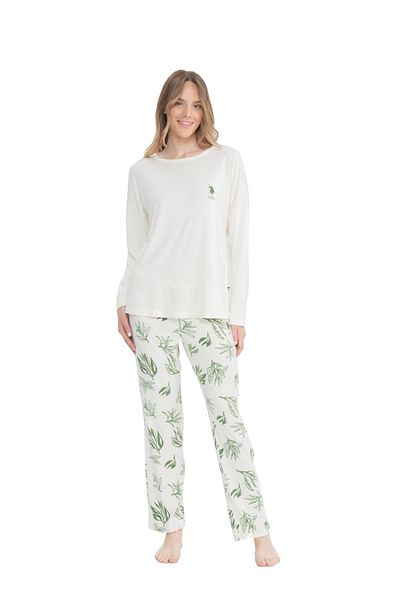 U.S. Polo Assn. 17106 Costum de pijama verde cu mânecă lungă pentru femei
