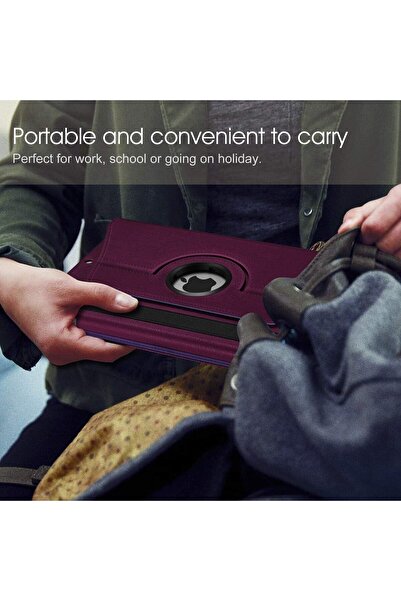 AWH Fintie Rotating Case for iPad 7th Gen 10.2" 2019, Pencil Holder, Auto Sleep/Wake, Purple