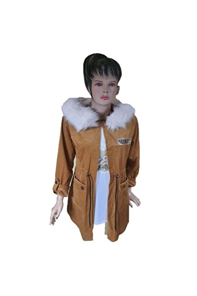 SEVİLEN 204 Kadın Kadife Kürklü İkili Takım - Sarı - 42