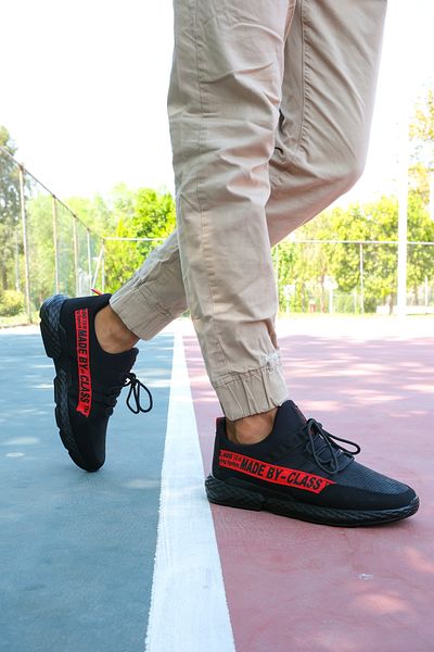 Riccon Μαύρα Κόκκινα Ανδρικά Sneakers Skin 0012santo