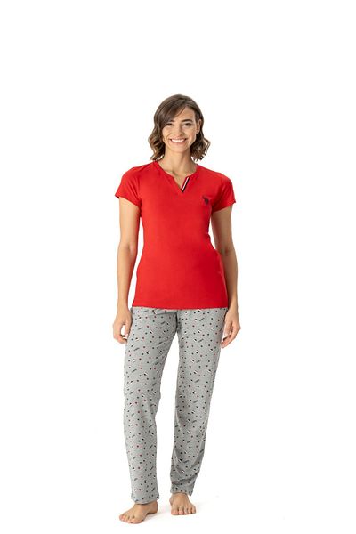 U.S. Polo Assn. US Polo Assn17004 Women's Red Short Sleeve Pajama Set