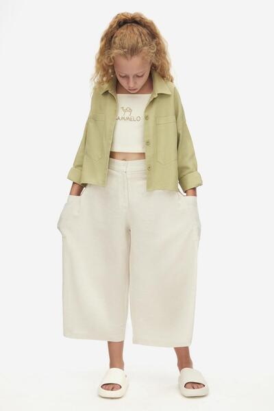 NK Pantaloni pentru fetiță, cremă cu migdale - 8-14 ani