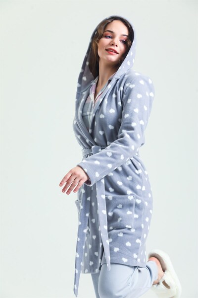 Magic Form 35252 Women's Gray Hooded Fleece Robe (Hood Without Lining)