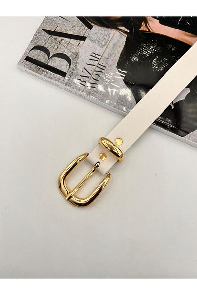 MODAM HİFA Basic Buckle Gold Women's Belt Trouser Belt Dress Belt Shirt Belt Jacket Belt