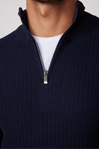 Tudors Ανδρικό πλεκτό πουλόβερ με φερμουάρ με φερμουάρ σε λεπτή εφαρμογή με λεπτή εφαρμογή