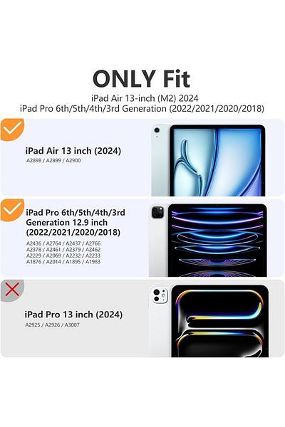 AWH حافظة iPad Air 13" M2 2024 مع حامل قلم، خاصية الإيقاظ/السكون التلقائي، غطاء خلفي شفاف رفيع، أزرق سماوي