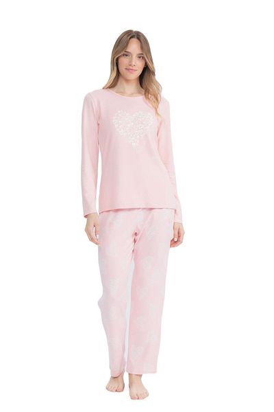 U.S. Polo Assn. BAZA. Polo Assn. 17108 - Set pijamale roz pentru femei, mâneci lungi și gât rotund