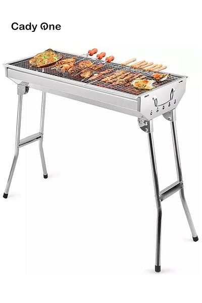 Cady One Stainless Steel Charcoal Grill with Black Stand 73x71x34cm
