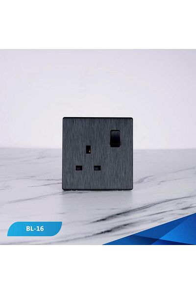 Btm 13 amp socket with black wooden piano switch -2 pieces