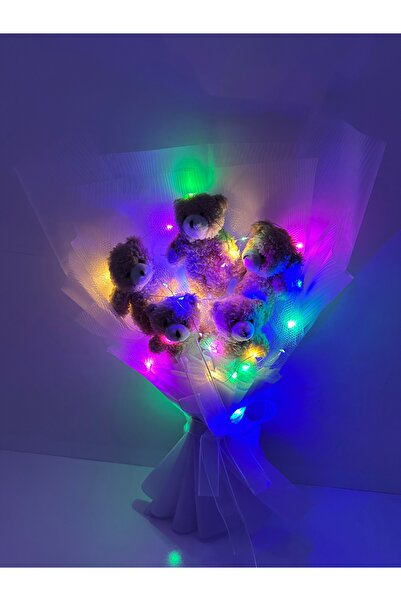 BONDLY LED Işıklı Çantalı Peluş Ayıcık Buketi – Özel Hediye Seçeneği