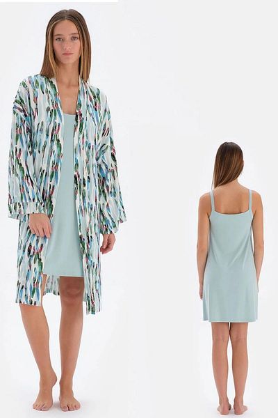Eros 33586 Set cămașă de noapte pentru femei Mint Peignoir