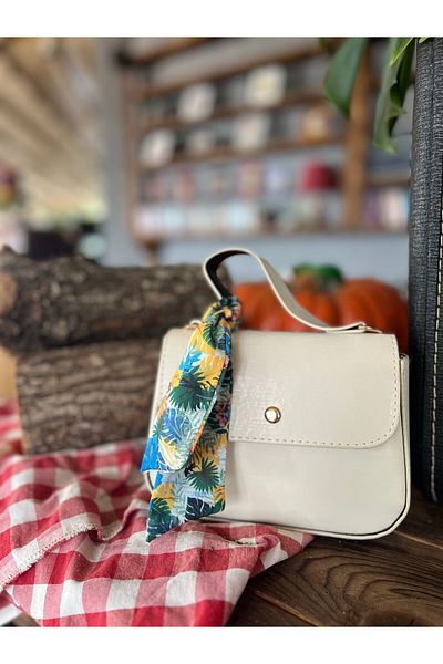 ESNEVA Women's Stylish Design Envelope Model Colorful Fabric Piece Detailed Hand and Shoulder Bag