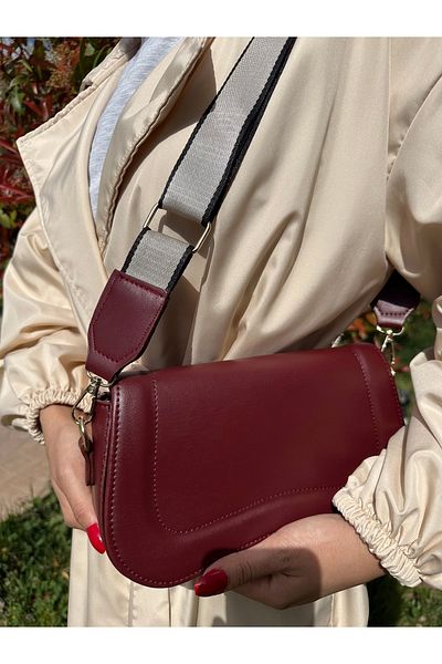 ESNEVA Geantă de mână și de umăr pentru femei de culoare burgundă cu design simplu