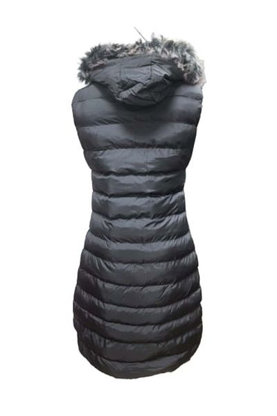 KASİDE A1015 Model - Hooded Fur Black Long Women's down Vest - St01336-Black-38