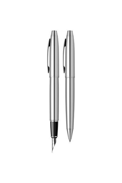 Scrikss 35 Fountain-ballpoint Pen Set in Chrome Luxury Box