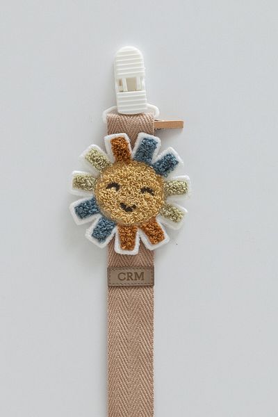 Caramell Pacifier Strap with Sun Figure, Compatible for Newborn Babies and 0-24 Months, Brown Color