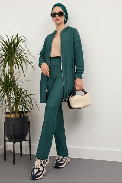 DİVİNE LİNE Hooded Women's Double Suit - with Waist Laces and Zipper