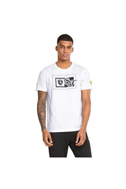 Puma Ferrari Race Graphic Erkek Beyaz Günlük Stil Tişört 53374906