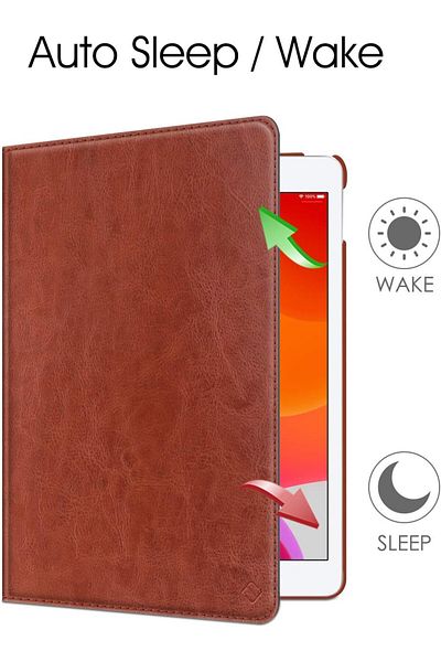 AWH Fintie Rotating Case for iPad 9th/8th/7th Gen 10.2 Inch (2021/2020/2019), Brown