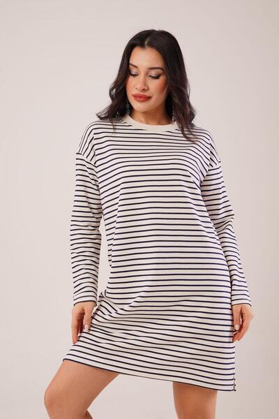 Hipo Trend Смугасте бавовняне темно-синє спортивне плаття