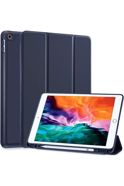 AWH حافظة لجهاز iPad الجيل السادس/الخامس مقاس 9.7 بوصة، موديل 2018/2017، حافظة ذكية رفيعة، خاصية السكون/التنشيط التلقائي، لون أزرق داكن
