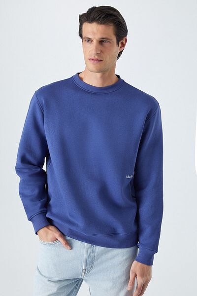 GRIMELANGE Dane Men's Organic Fabric Soft Dark Blue Sweatshirt