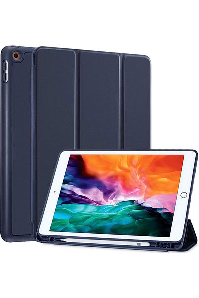 AWH جراب متوافق مع iPad 10.2 الجيل التاسع/الثامن/السابع (2021/2020/2019) مع حامل قلم رصاص، أزرق داكن