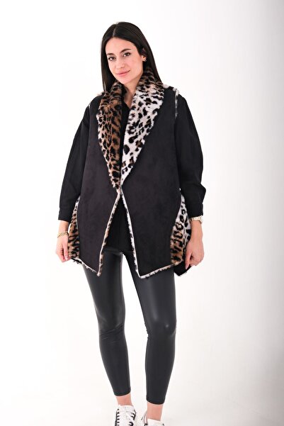 Blues Outlet Жіночий пальто з леопардовим принтом - чорний леопард