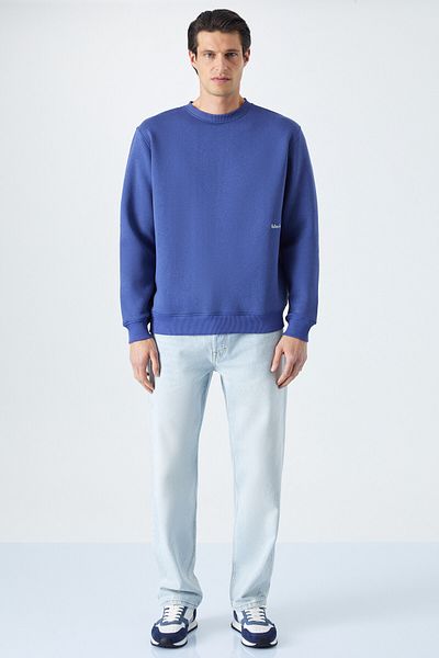 GRIMELANGE Dane Men's Organic Fabric Soft Dark Blue Sweatshirt