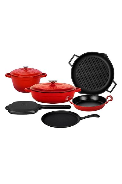 Lava Cast Iron 6X Trendy Series 9 Piece Cookware & Pans Set