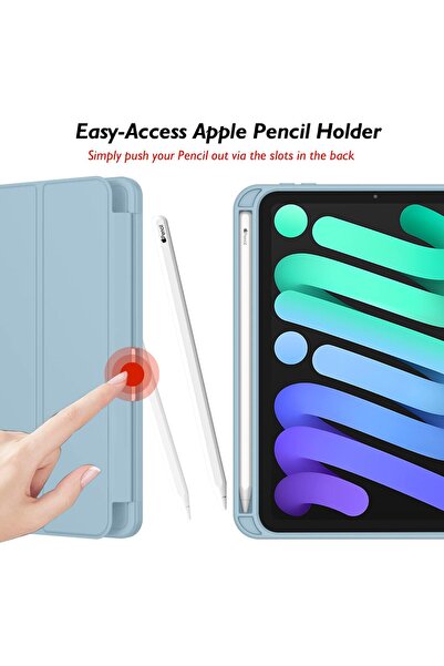 AWH iPad Mini 6 Case 8.3" 2021 with Pencil Holder, Trifold Stand, Auto Wake/Sleep - Light Blue