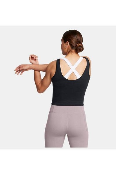 Under Armour Women's Sleeveless Slim Fit Plain Model Crop Black Tank Top 1388648 -001