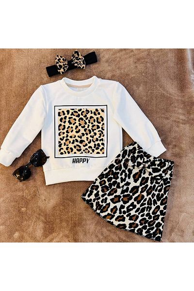 SNSA MODA Leopard Patterned Girl's Skirted Set